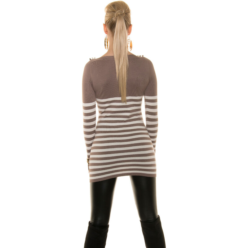 Style fashion Sexy KouCla sweater/dress striped with buttons
