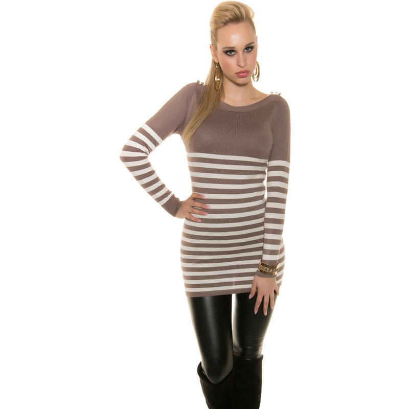 Style fashion Sexy KouCla sweater/dress striped with buttons