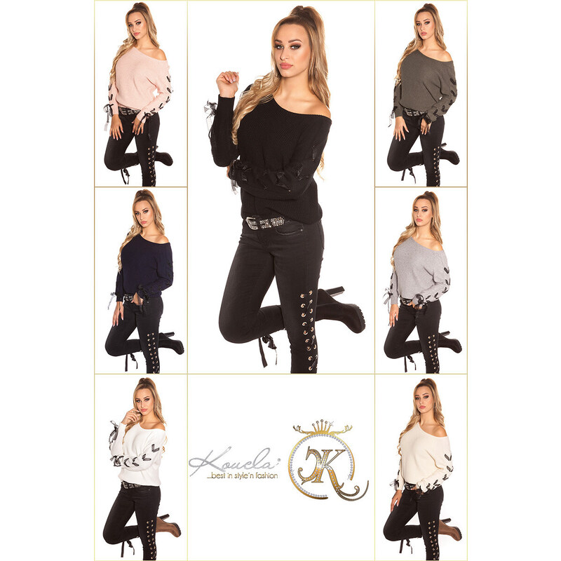 Style fashion Sexy KouCla knit sweater with lacing