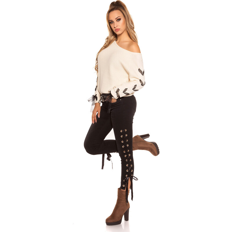 Style fashion Sexy KouCla knit sweater with lacing