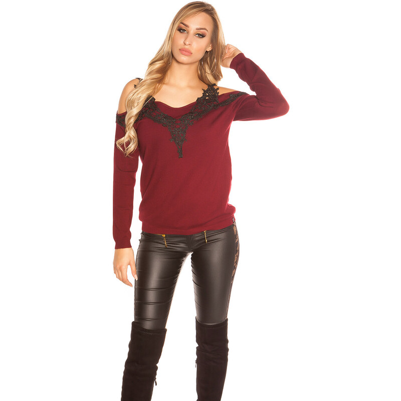 Style fashion Trendy KouCla Cold shoulder jumper