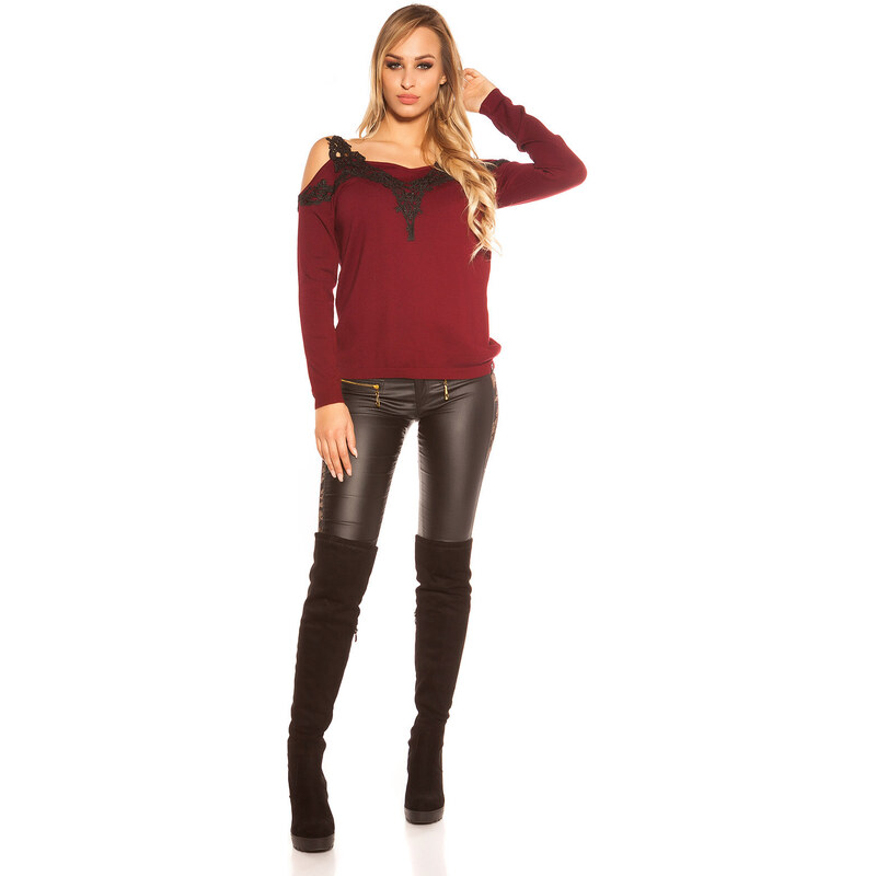 Style fashion Trendy KouCla Cold shoulder jumper