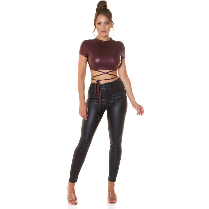 Style fashion Sexy top KouclaWetLook Cropped Top
