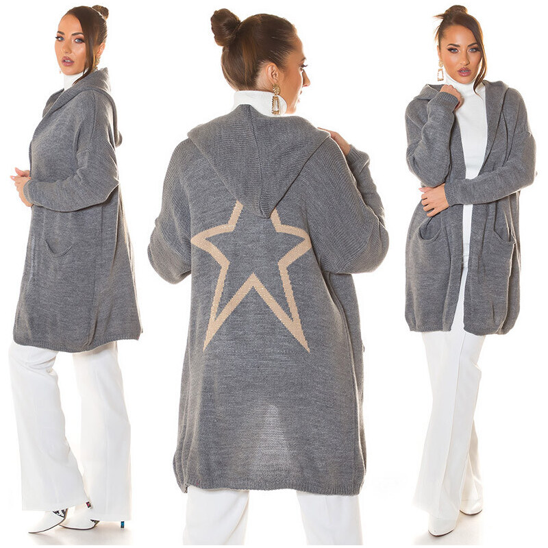 Style fashion Trendy nadměrný svetr s kapucí