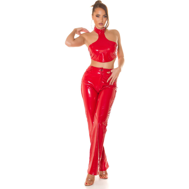 Style fashion Sexy top Koucla Latexlook Neck Crop Top