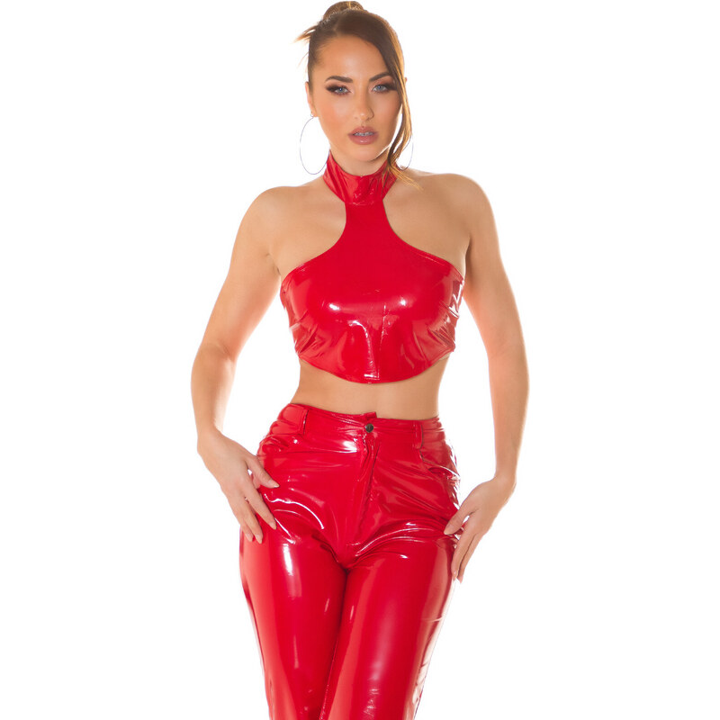 Style fashion Sexy top Koucla Latexlook Neck Crop Top