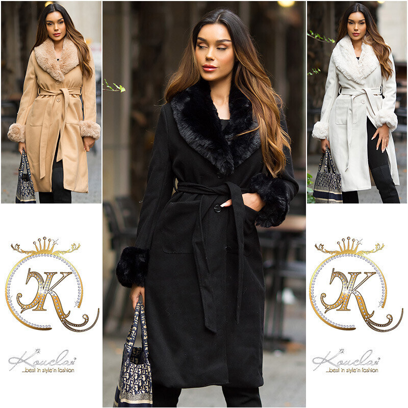 Style fashion Sexy zimní kabát s detaily z umělé kožešiny
