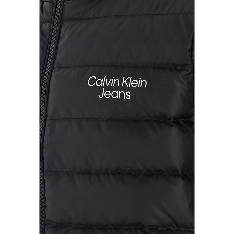 Dětská péřová bunda Calvin Klein Jeans černá barva