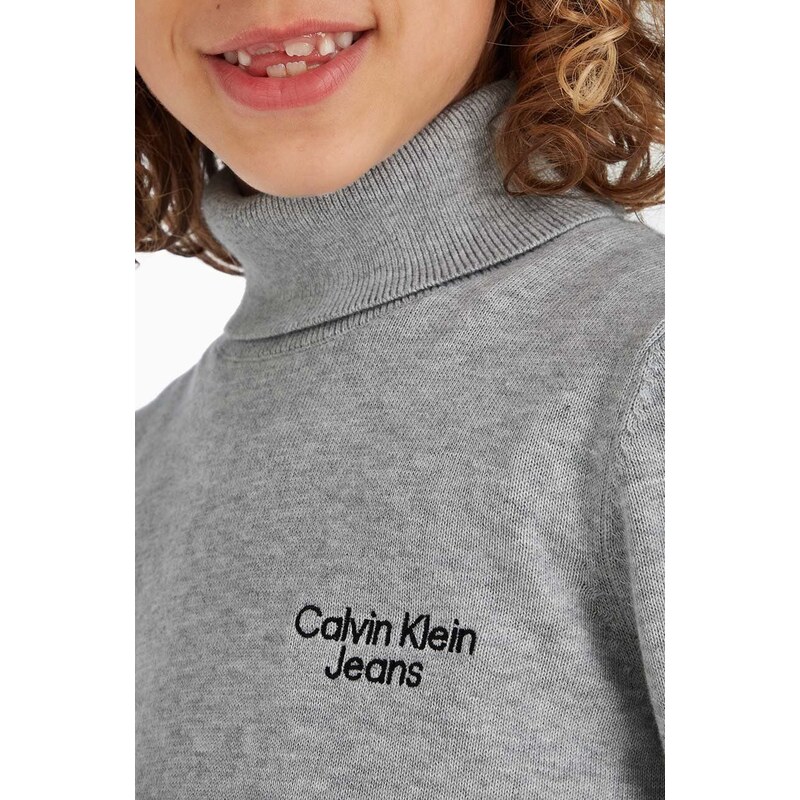 Dětský svetr Calvin Klein Jeans šedá barva