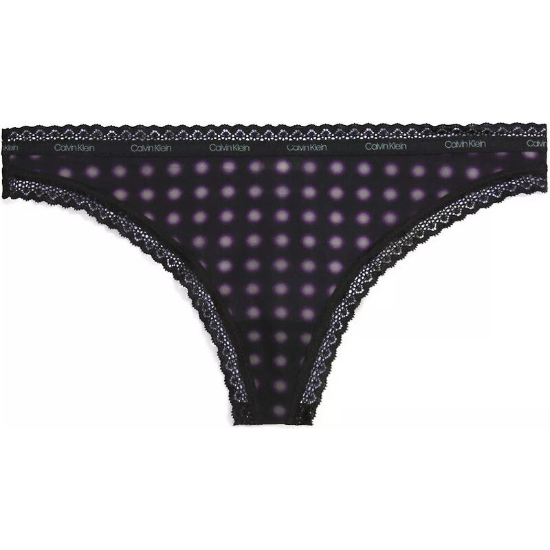 Dámská tanga 000QD3763E FTU černé se vzorem - Calvin Klein 90621415