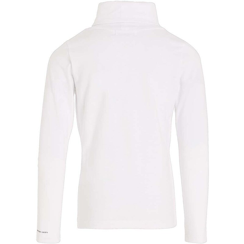 Dětské tričko s dlouhým rukávem Calvin Klein Jeans bílá barva, s golfem