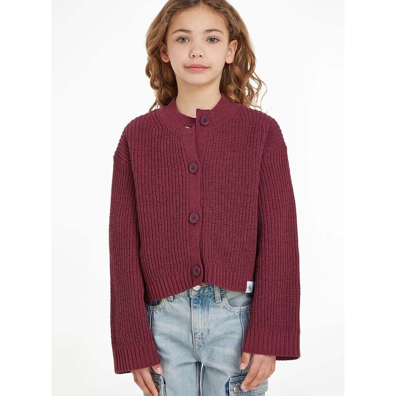 Dětský svetr Calvin Klein Jeans vínová barva, lehký