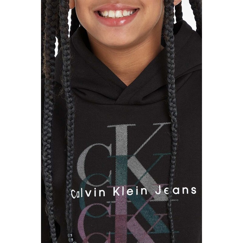 Dívčí šaty Calvin Klein Jeans černá barva, mini, oversize