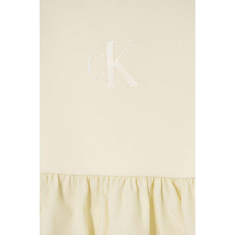 Dívčí šaty Calvin Klein Jeans béžová barva, midi