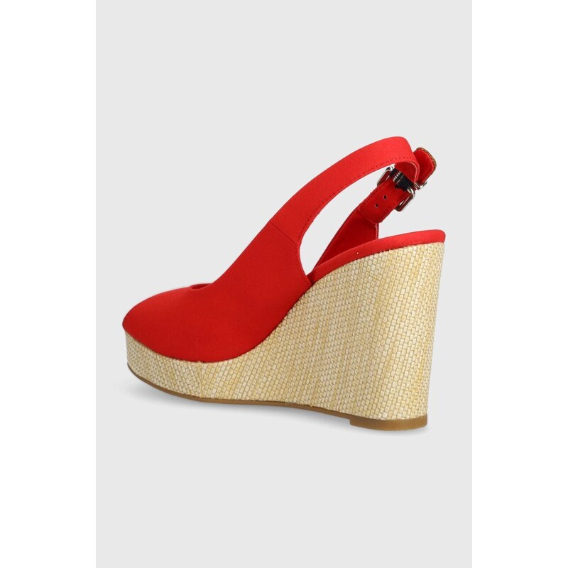 Sandály Tommy Hilfiger ICONIC ELENA SLING BACK WEDGE dámské, tmavomodrá barva, na klínku, FW0FW04789