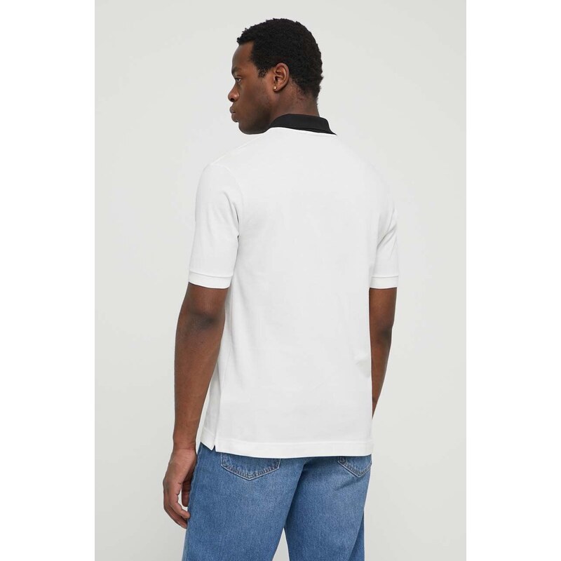 Bavlněné polo tričko Lacoste bílá barva, s aplikací