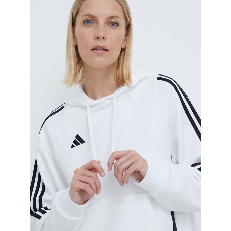 Tepláková mikina adidas Performance Tiro24 bílá barva, s kapucí, s aplikací, IR7508