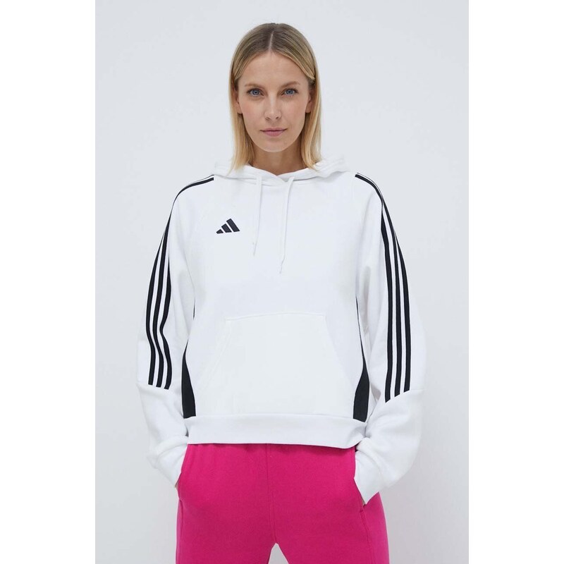 Tepláková mikina adidas Performance Tiro24 bílá barva, s kapucí, s aplikací, IR7508