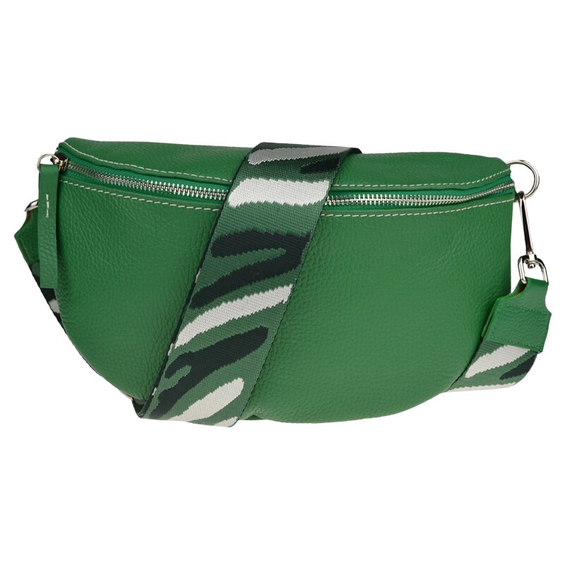 Zelená kožená italská crossbody kabelka Reni Grande Verde s