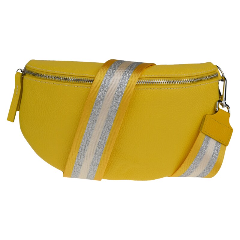 Žlutá kožená italská crossbody kabelka Reni Grande Gialla s