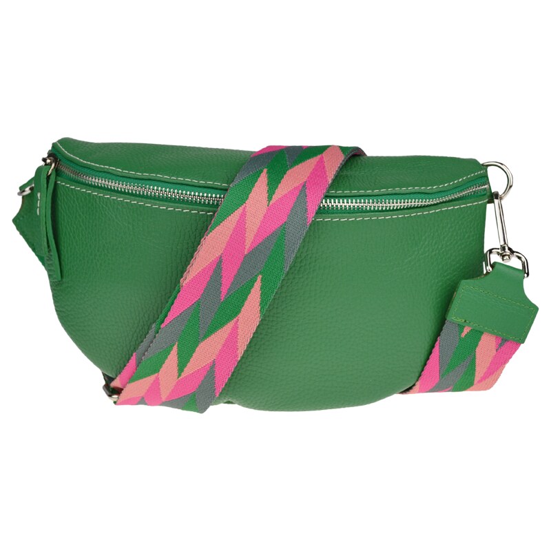 Zelená kožená italská crossbody kabelka Reni Grande Verde s
