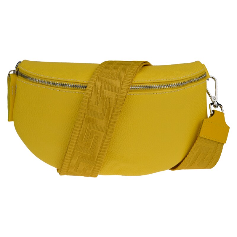 Žlutá kožená italská crossbody kabelka Reni Grande Gialla s