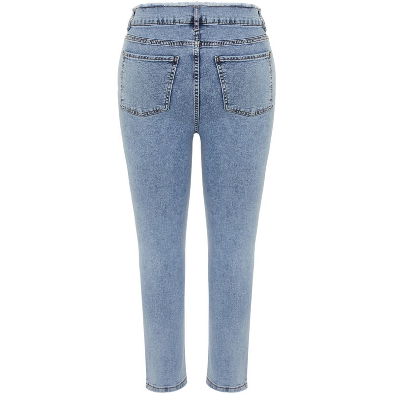 Trendyol Curve Light Blue Tassel Detailed Elastic Skinny Jeans