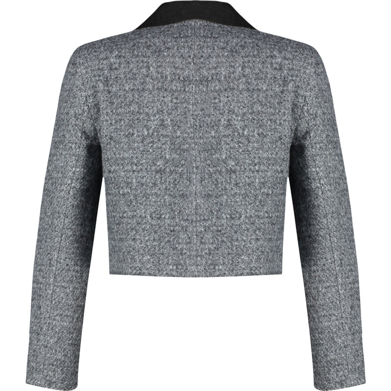 Trendyol Gray Premium Crop Button Detailed Woven Blazer Jacket