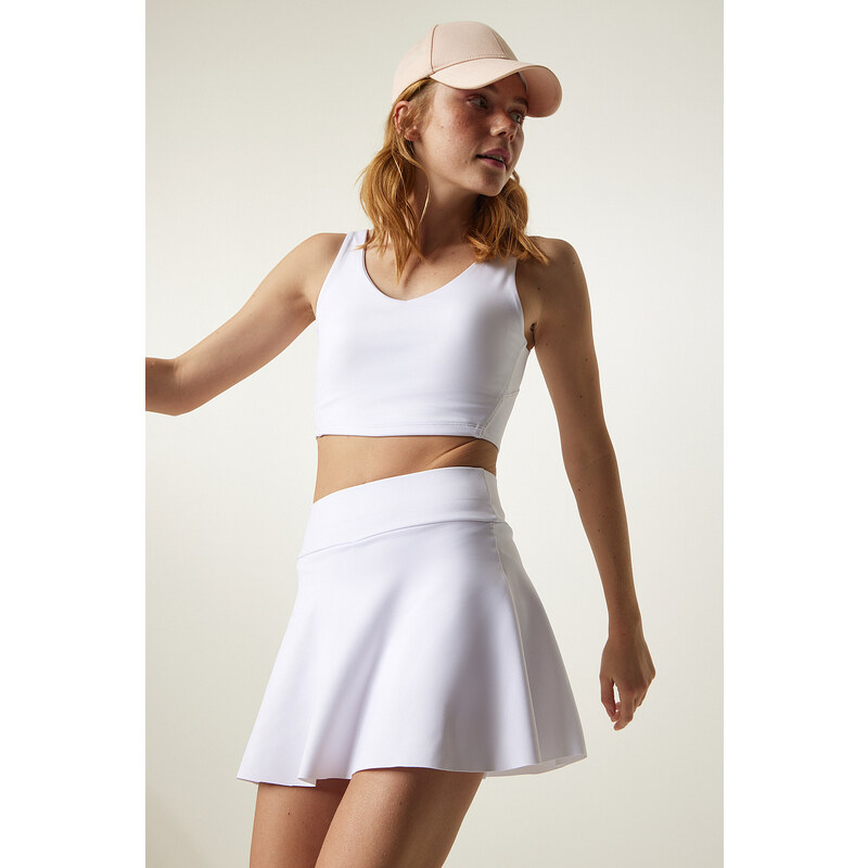 Happiness İstanbul White Tights Mini Tennis Skirt