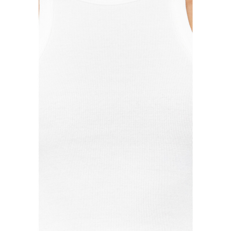 Trendyol Ecru Crop Fitted/Body-Sitting Barbell Collar Cotton Flexible Knitted Tank Top