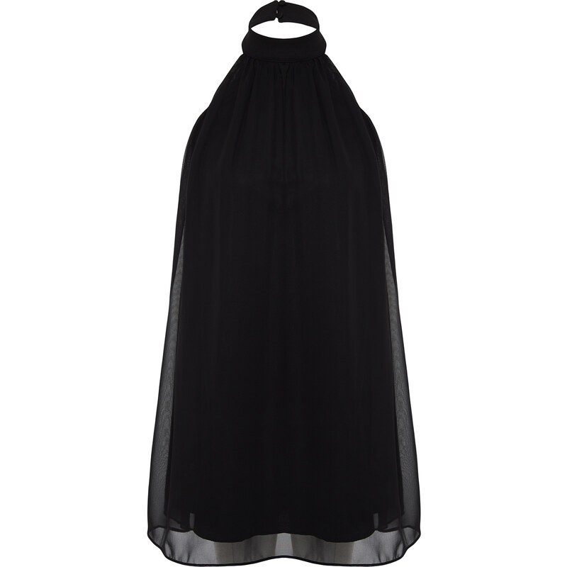 Trendyol Black Pleated Chiffon Elegant Evening Dress