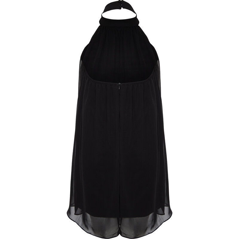 Trendyol Black Pleated Chiffon Elegant Evening Dress