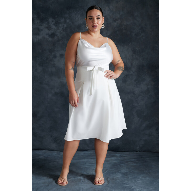 Trendyol Curve White High Ribbon Detailed Woven Bridal Skirt