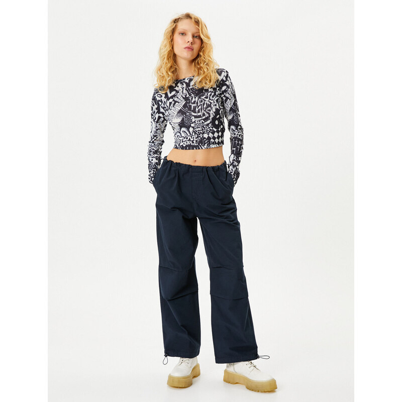 Koton Oversize Parachute Trousers Layer Detail Pocket Cotton