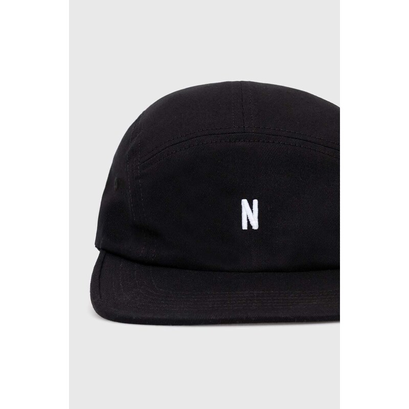 Bavlněná baseballová čepice Norse Projects Twill 5 Panel Cap černá barva, N80.0126.9999