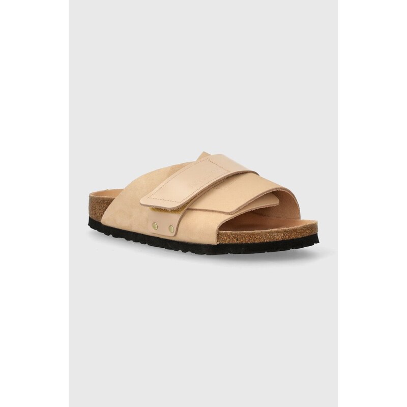 Kožené pantofle Birkenstock Kyoto dámské, béžová barva, 1026560