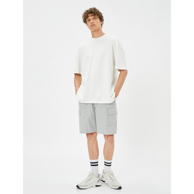 Koton Shorts with Cargo Pocket, Lace-Up Waist Stitching Detail.