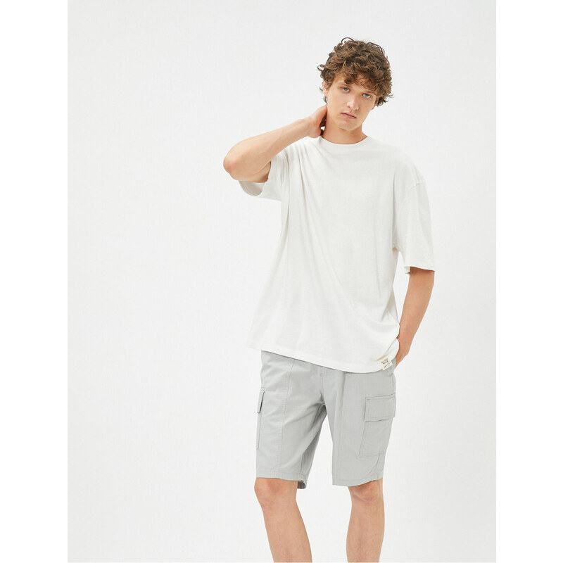 Koton Shorts with Cargo Pocket, Lace-Up Waist Stitching Detail.