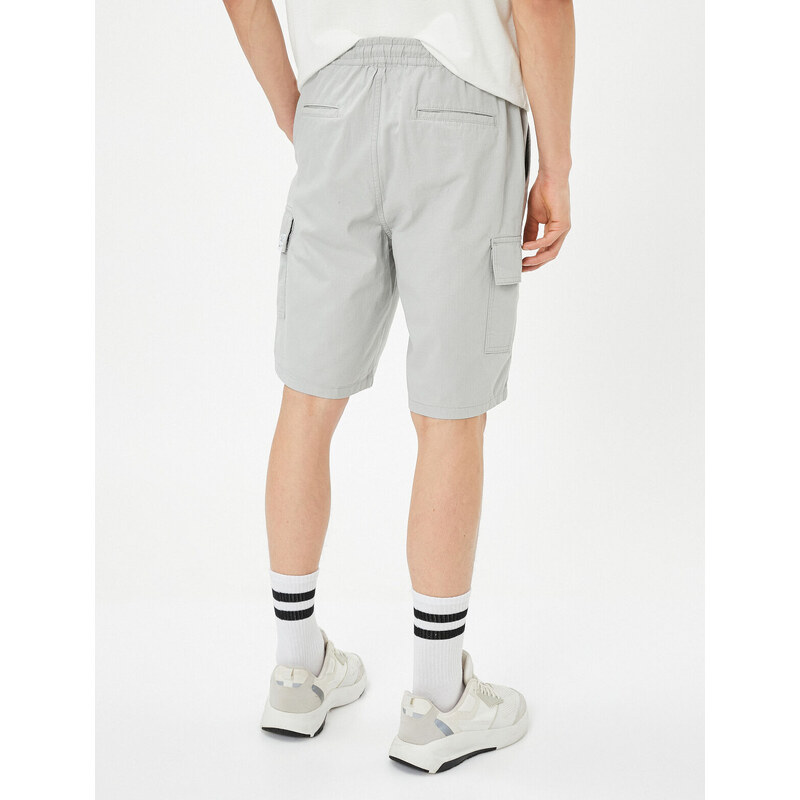 Koton Shorts with Cargo Pocket, Lace-Up Waist Stitching Detail.