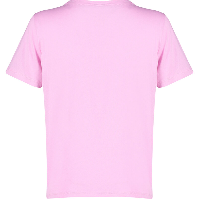 Trendyol Pink 100% Cotton Crew Neck Printed Regular/Regular Fit Knitted T-Shirt