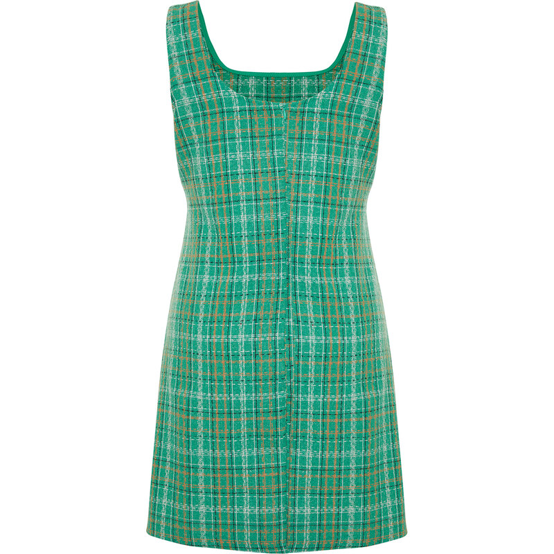 Trendyol Curve Green Tweed Woven Plus Size Dress