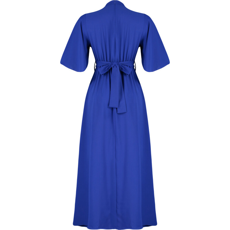 Trendyol Saxe Blue Belted Half Sleeve Woven Dress