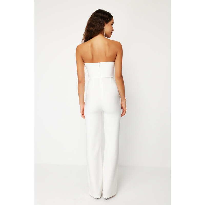 Trendyol Bridal White Wide Leg Woven Fitted Jumpsuit