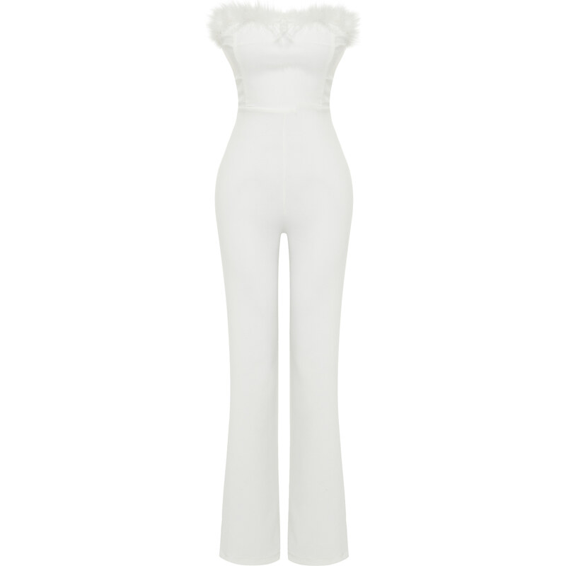 Trendyol Bridal White Wide Leg Woven Fitted Jumpsuit