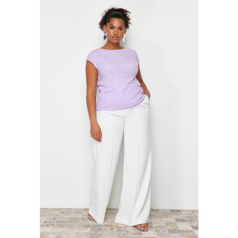Trendyol Curve Lilac Textured Knitted Blouse