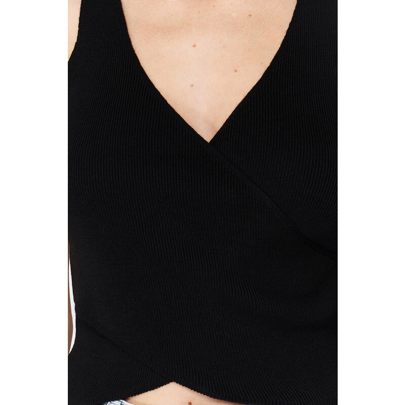 Trendyol Black Double Breasted Closure Detailed Knitwear Blouse