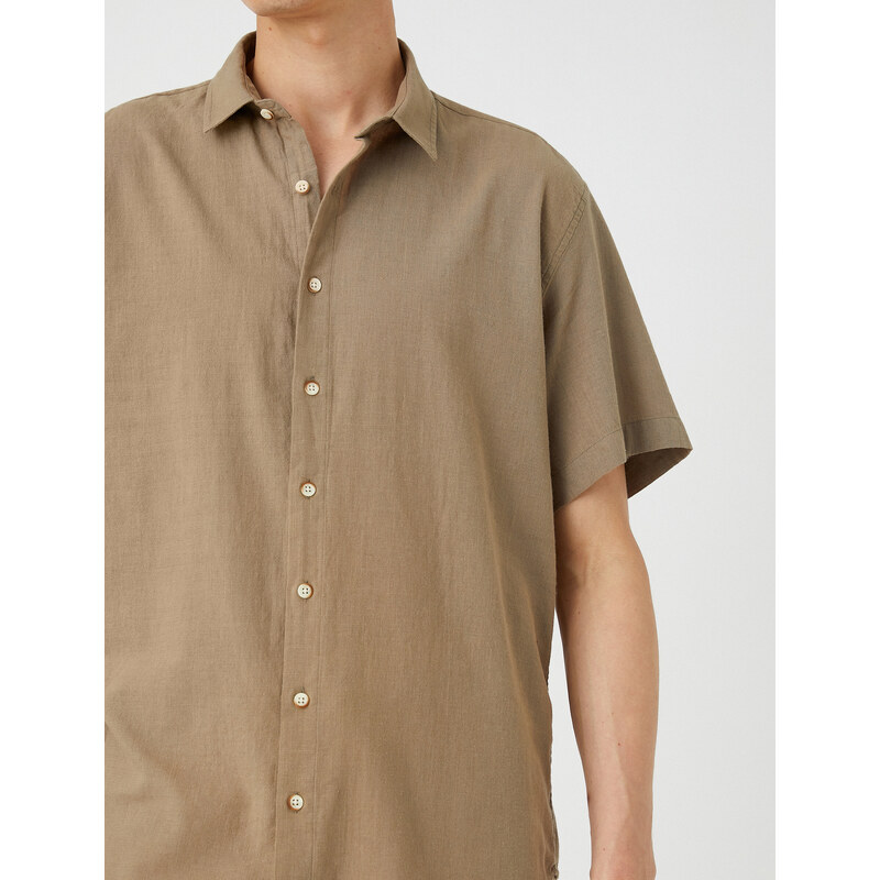 Koton Summer Shirt with Short Sleeves, Classic Collar Buttoned Cotton