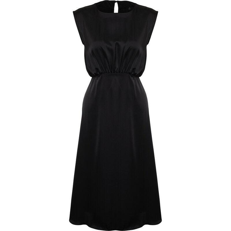 Trendyol Black Satin Woven Elegant Evening Dress