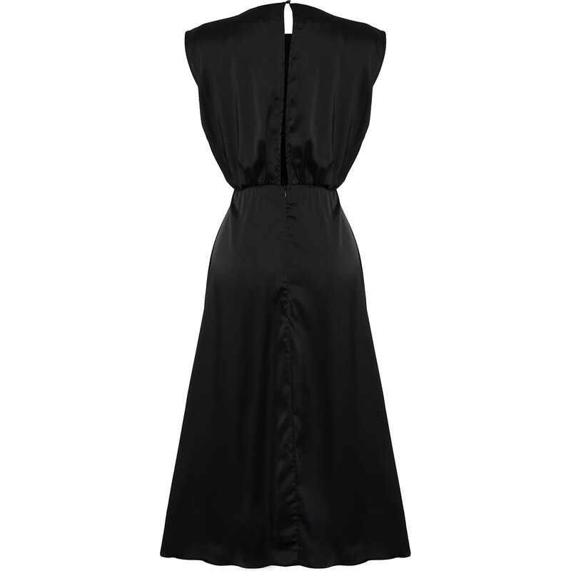 Trendyol Black Satin Woven Elegant Evening Dress