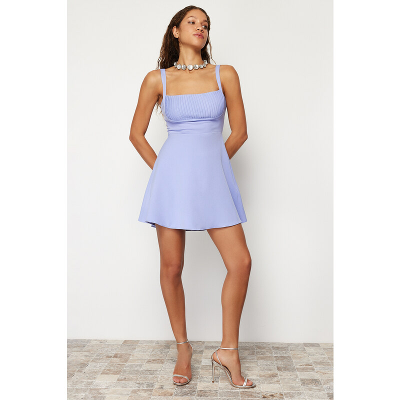 Trendyol Light Blue Open Waist/Skater Mini Dress